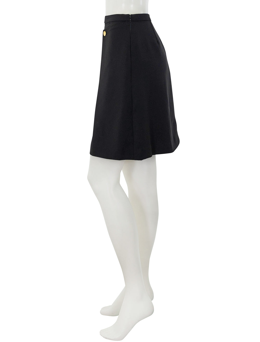 Side view of GANNI's twill suiting skirt in black.