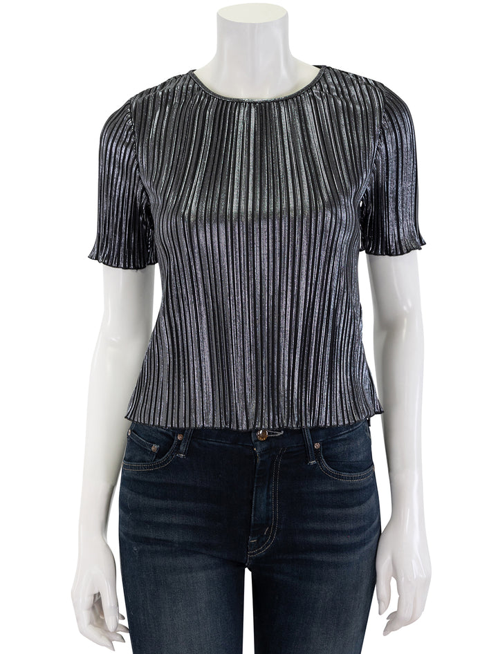 goldie pleated tee in gunmetal