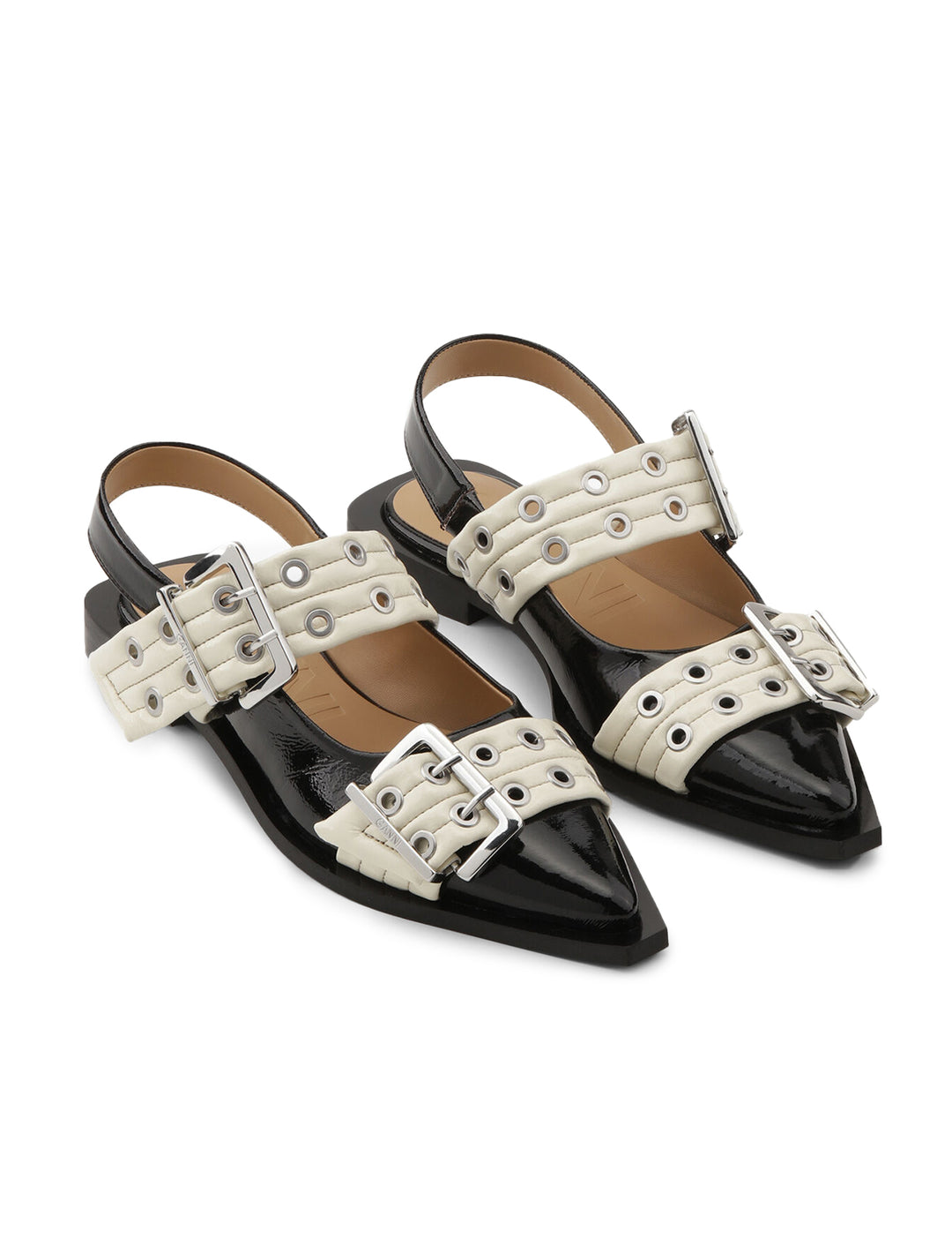 ballerina buckle flats in black and white