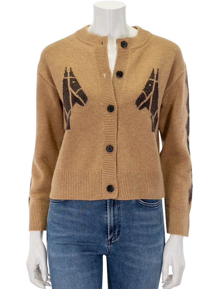 Front view of Rails' mavie cardigan in camel stables.