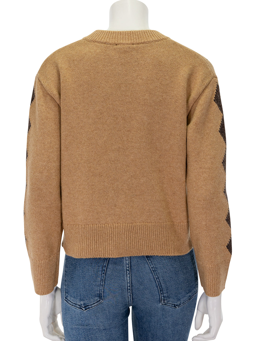 Back view of Rails' mavie cardigan in camel stables.