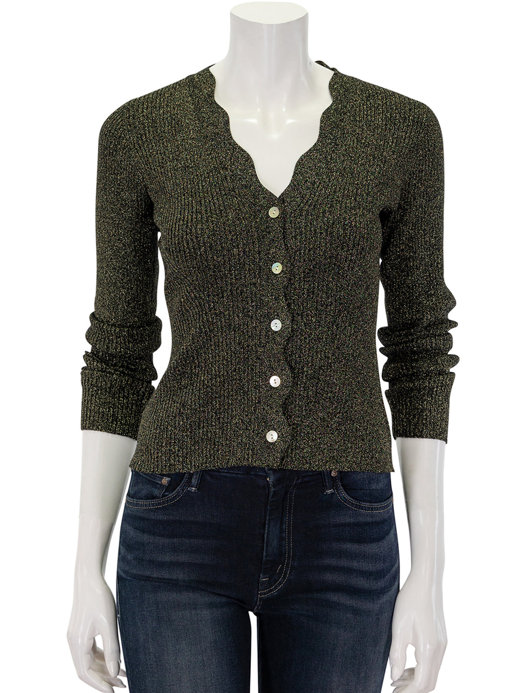 Front view of Splendid's dita cardigan in gold.