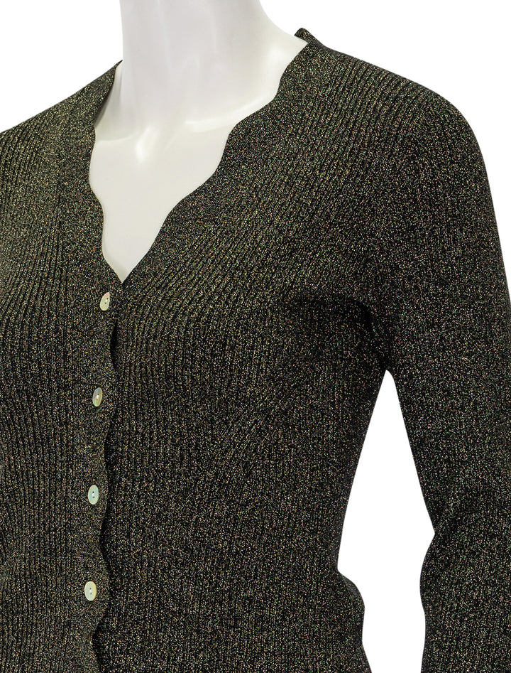 Close-up view of Splendid's dita cardigan in gold.