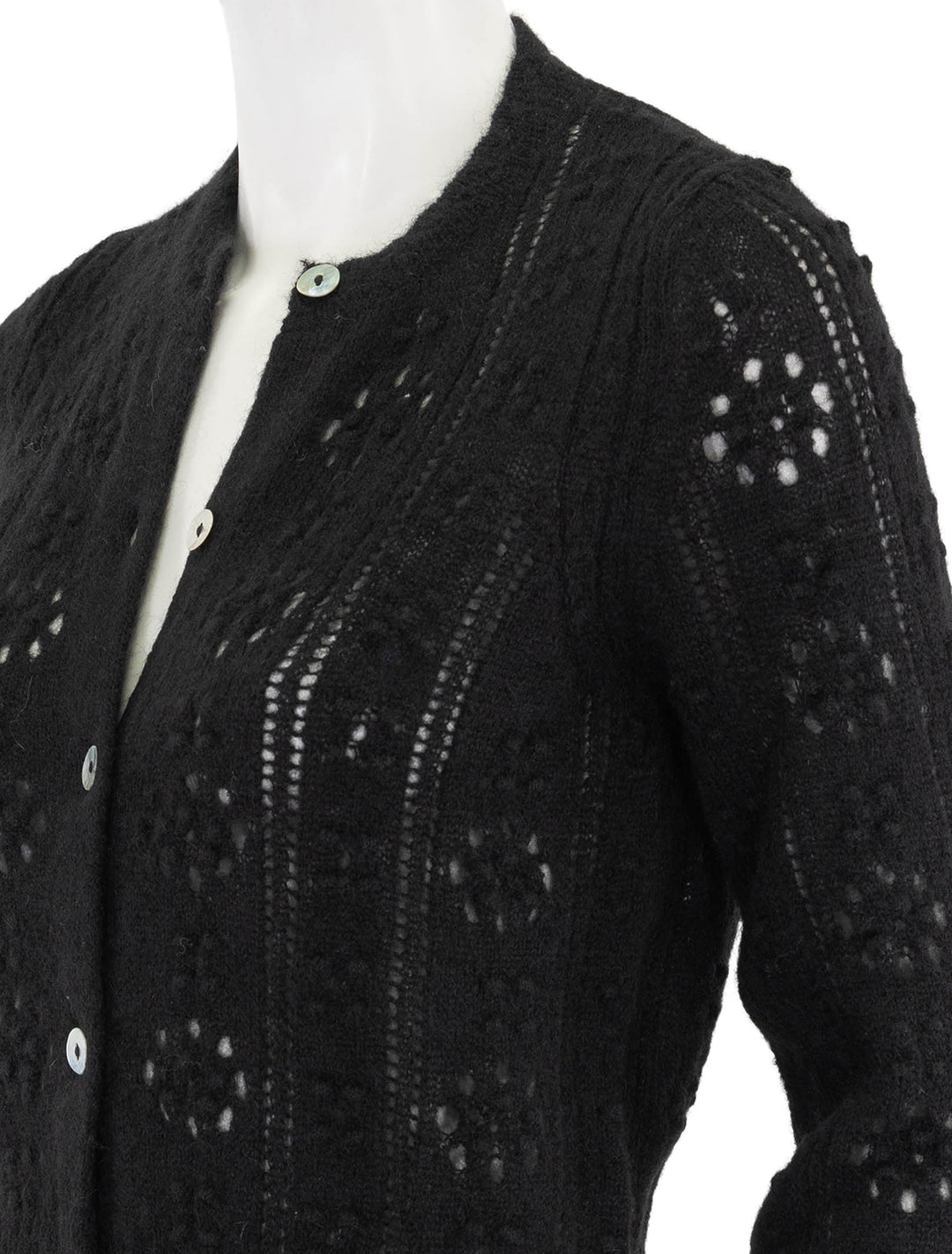 cassidy cardigan in black pointelle