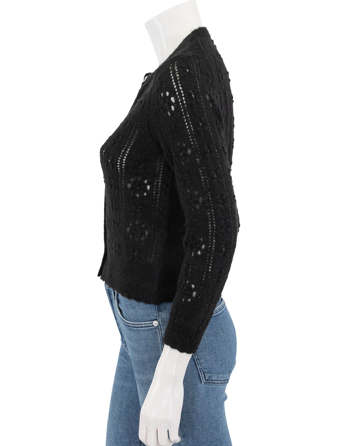 cassidy cardigan in black pointelle