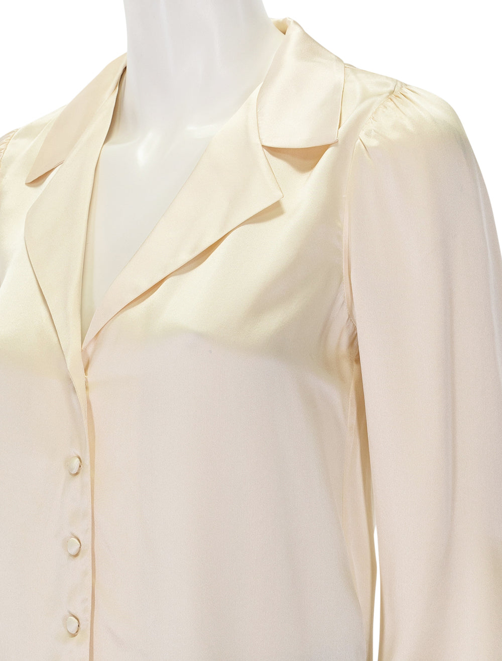 Close-up view of DOEN's juliana top in mother of pearl.