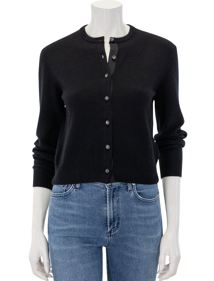 Front view of DOEN's ida cardigan in black.