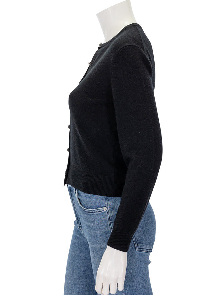 Side view of DOEN's ida cardigan in black.