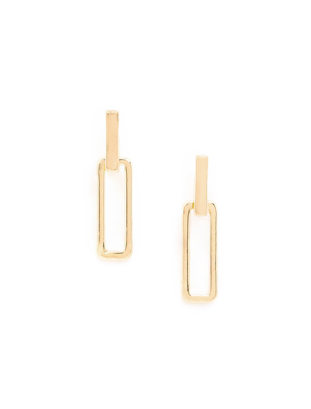 Front view of AV Max's Paperclip Chain Post Earrings in Gold.