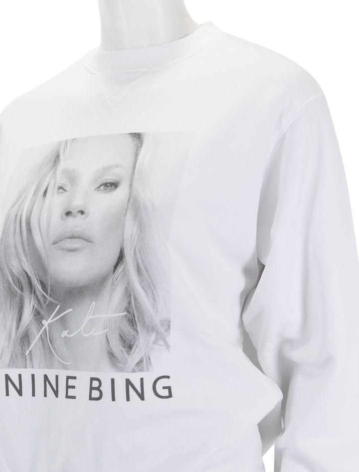 Close-up view of Anine Bing's ramona sweatshirt kate moss.