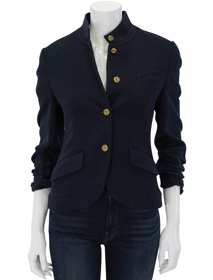 slade cropped textured blazer in navy