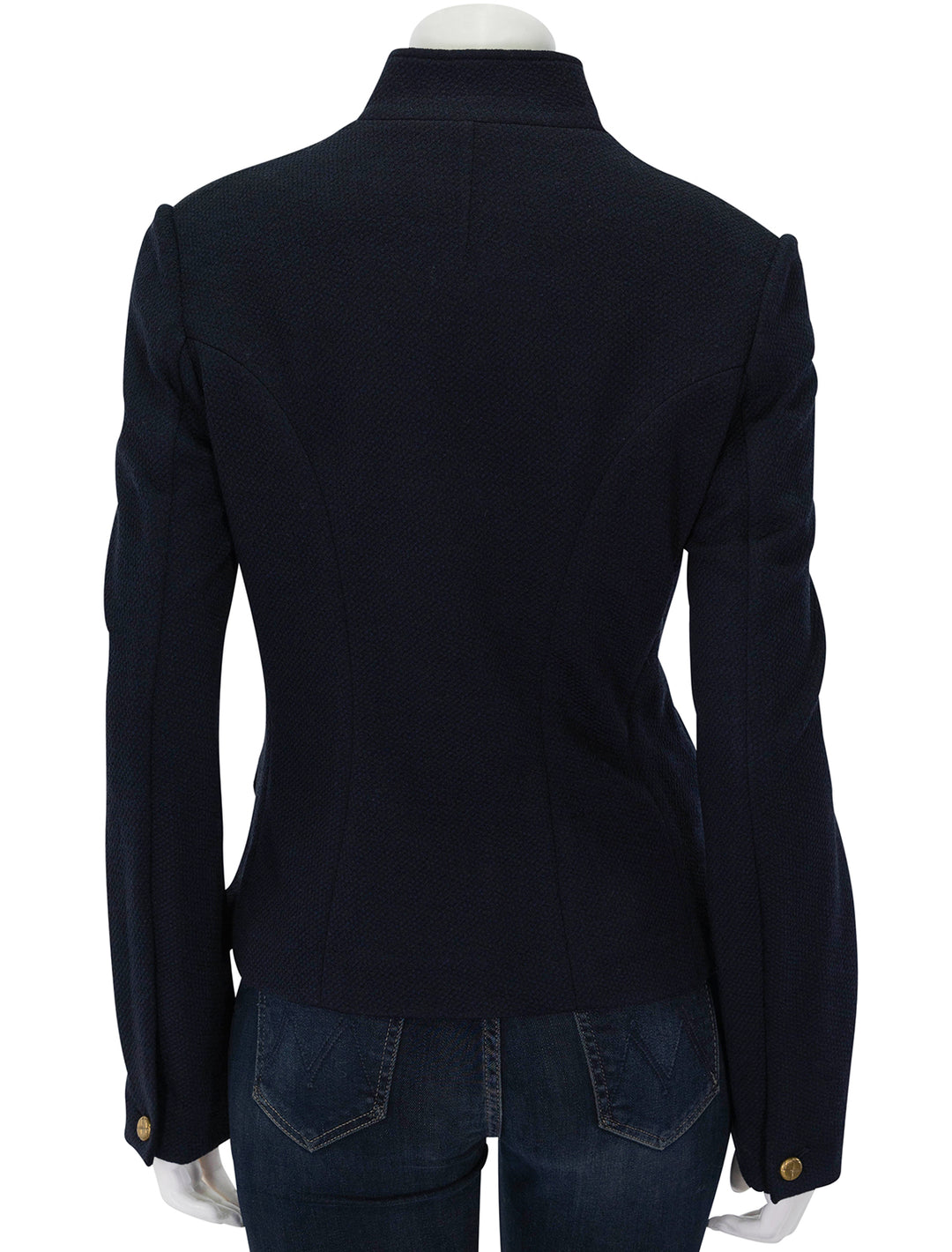 slade cropped textured blazer in navy