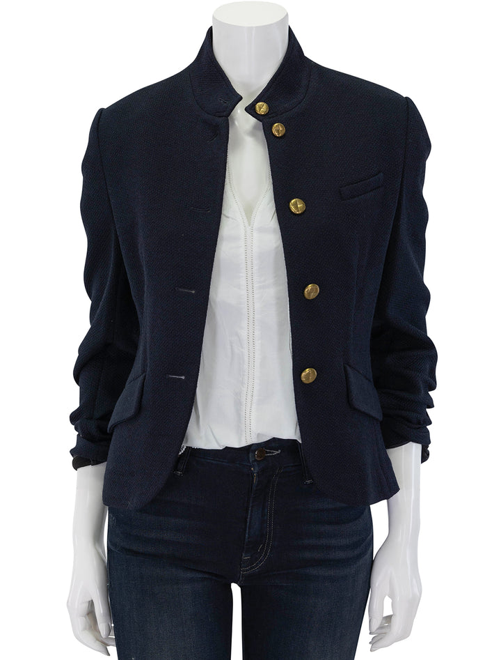 slade cropped textured blazer in navy