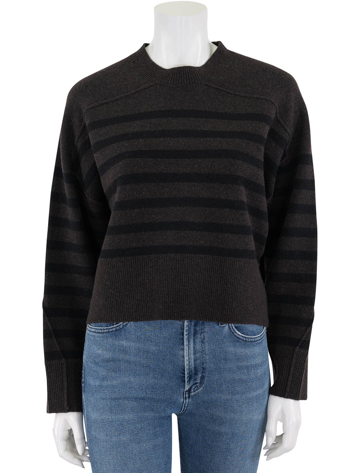 bridget stripe crew in dark brown