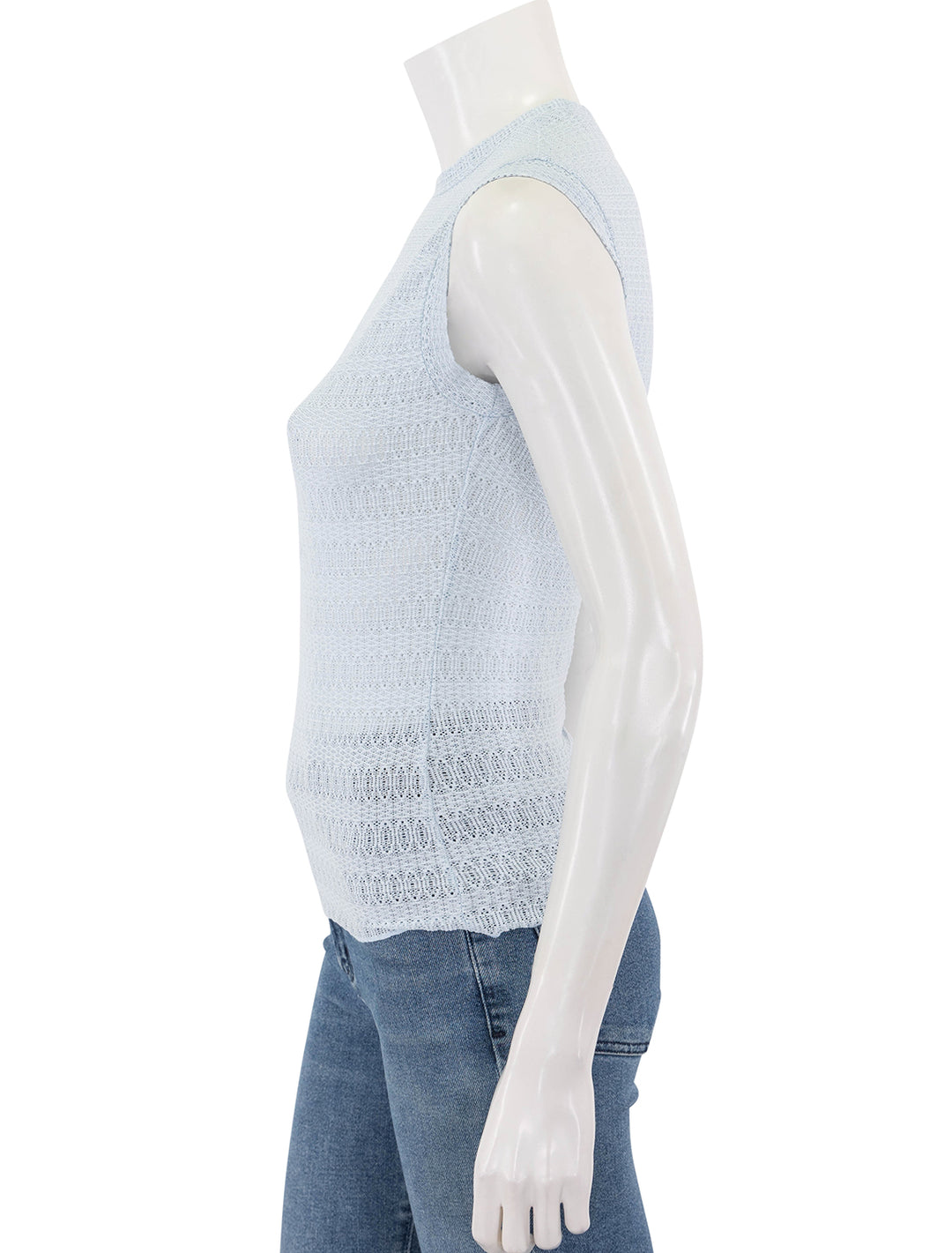 side view of julia muscle top in light blue