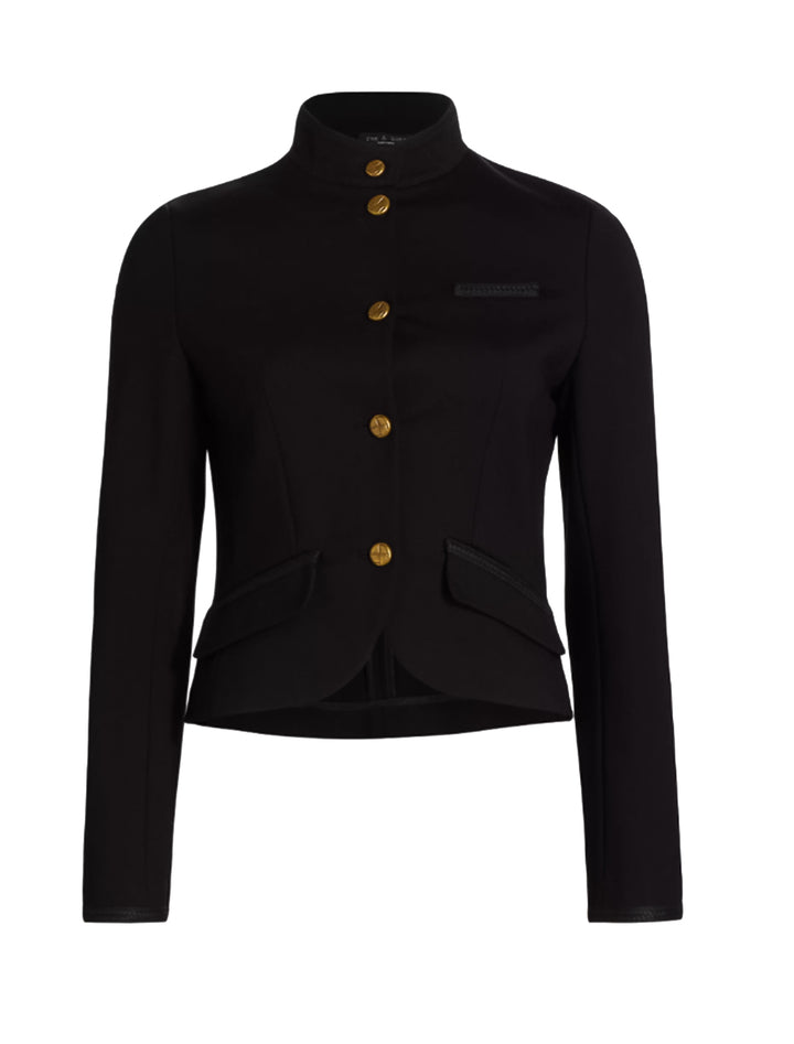 flatay image of slade braided trim blazer in black