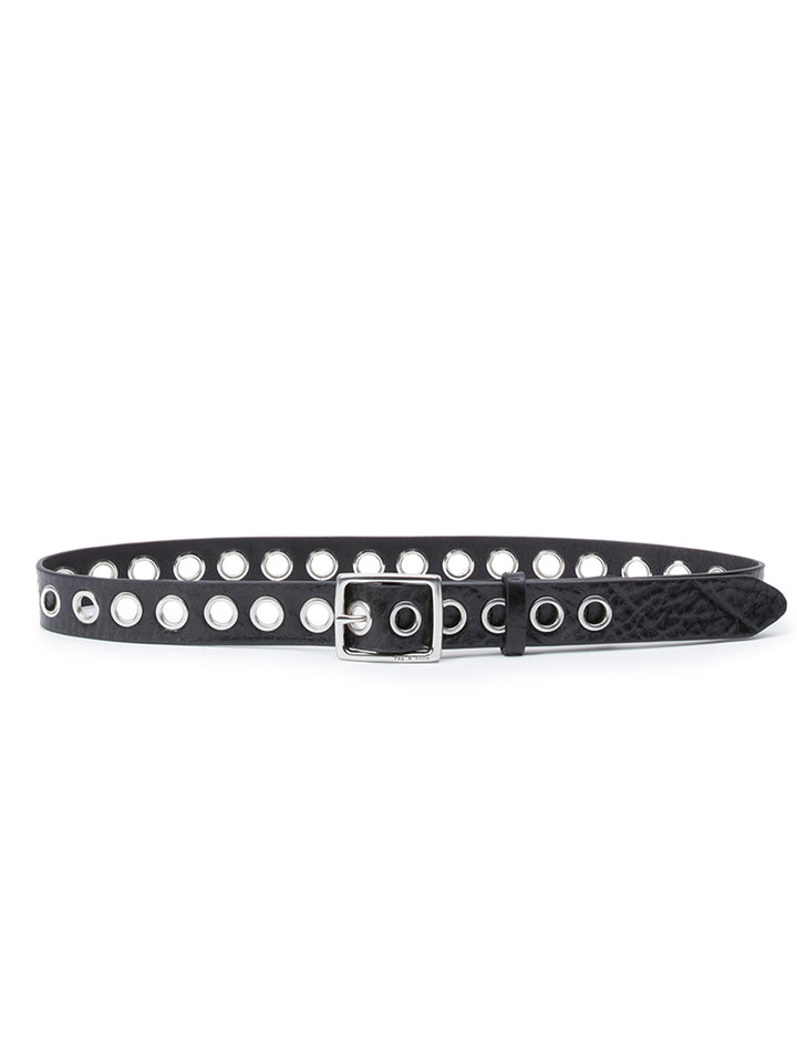 boyfriend belt with grommets in black