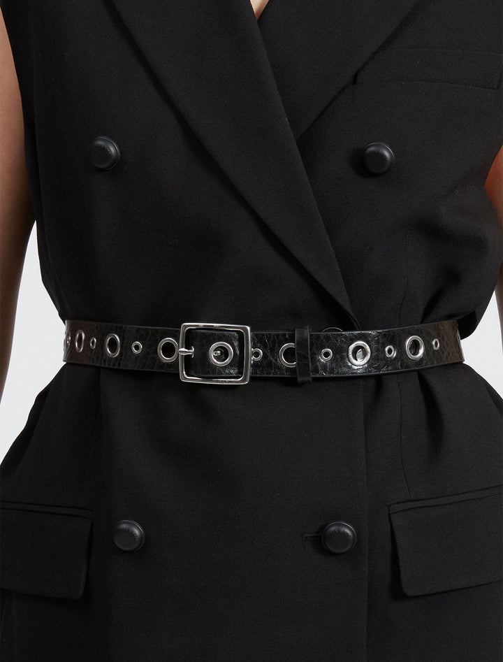 boyfriend belt with grommets in black