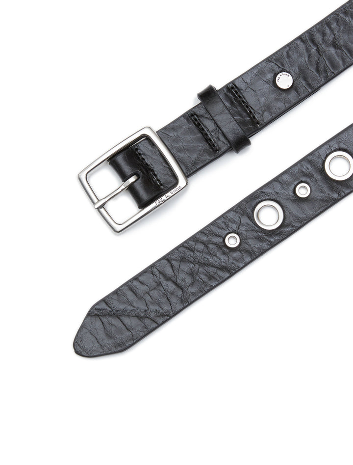 boyfriend belt with grommets in black