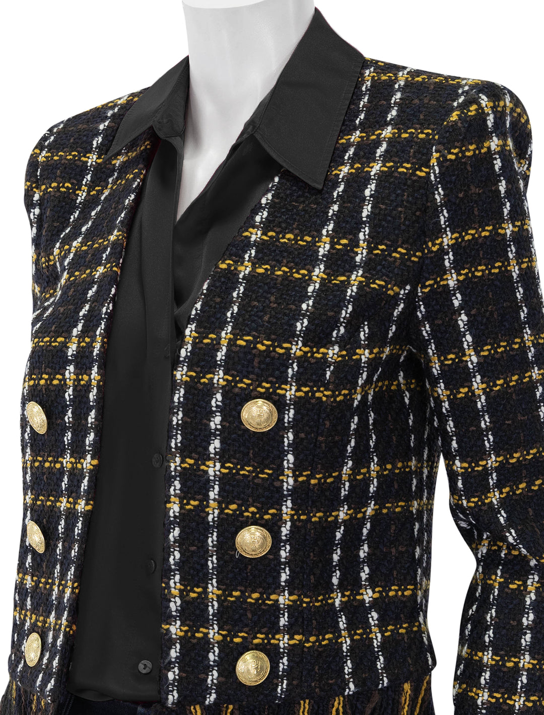 belmont jacket in black and yellow multi plaid