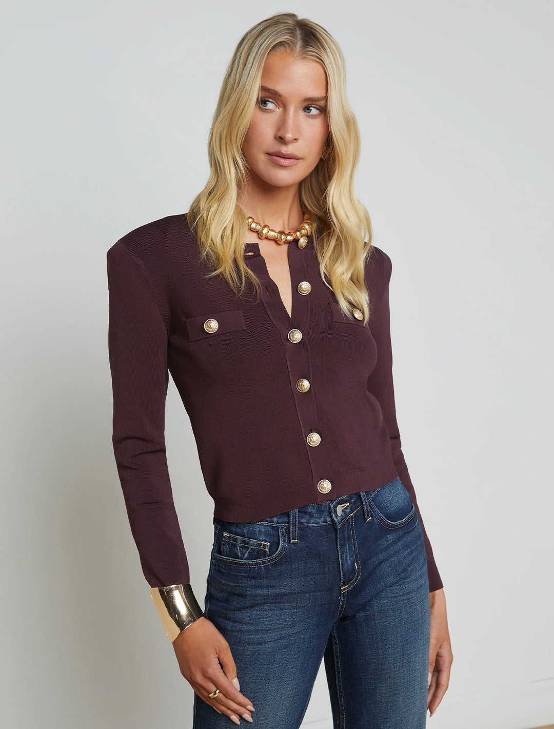 toulouse cardigan in dark syrah