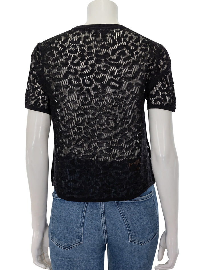 Back view of Theory's Cheetah Print Lace Tee in Black.