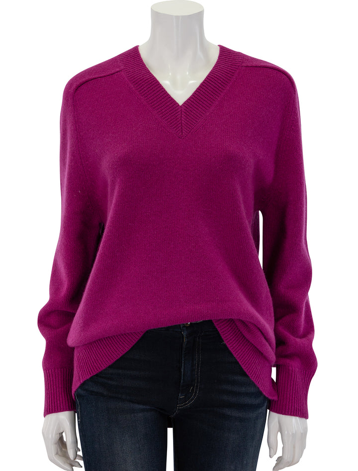 Front view of Theory's karenia vneck pullover in wildflower.