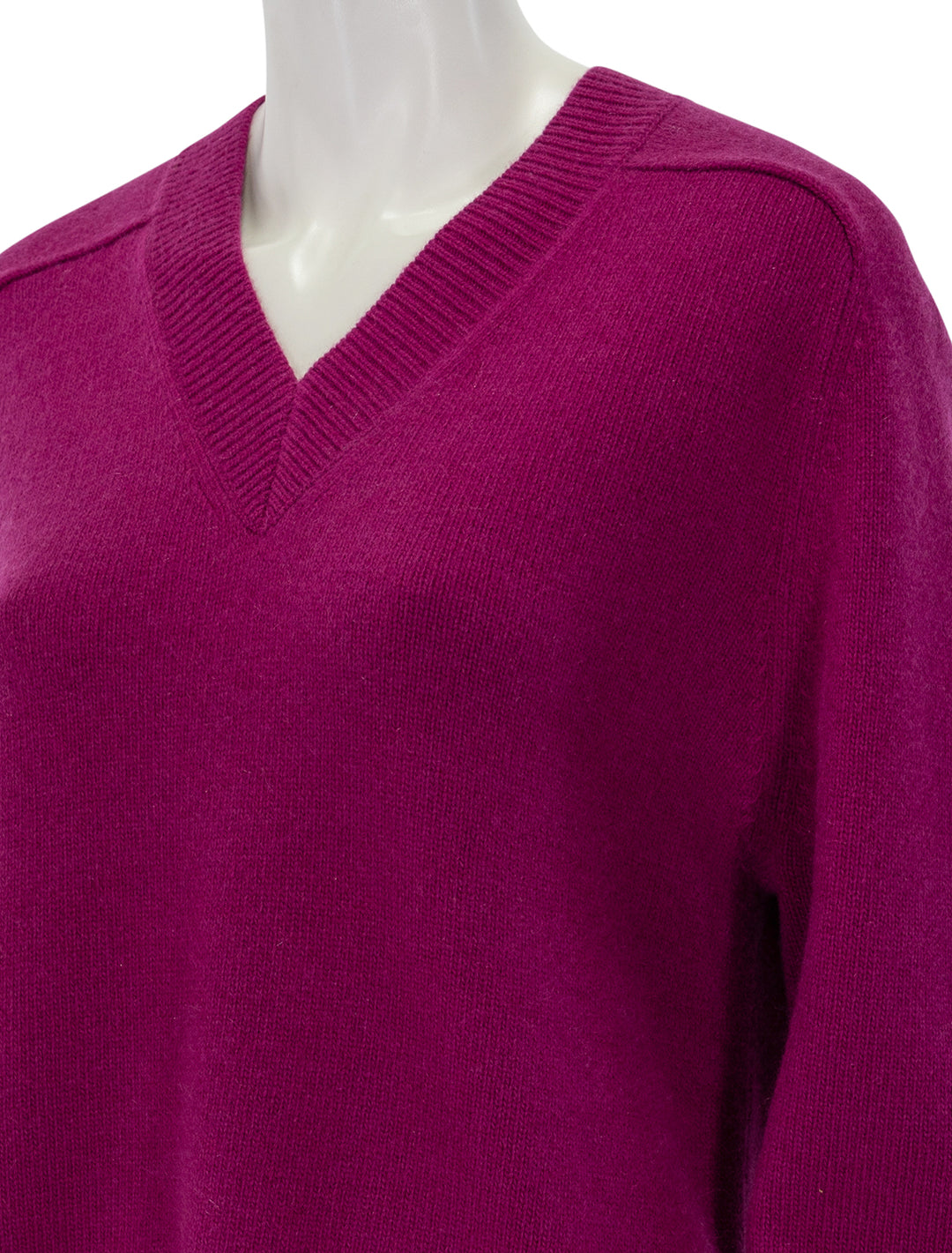 Close-up view of Theory's karenia vneck pullover in wildflower.