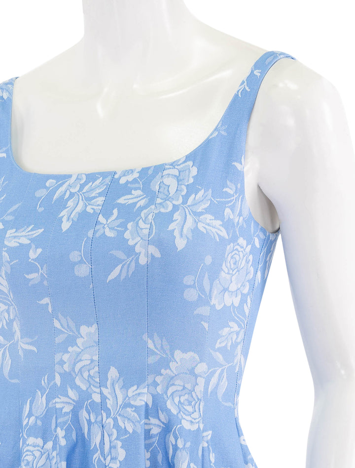 wells dress in blue rose print