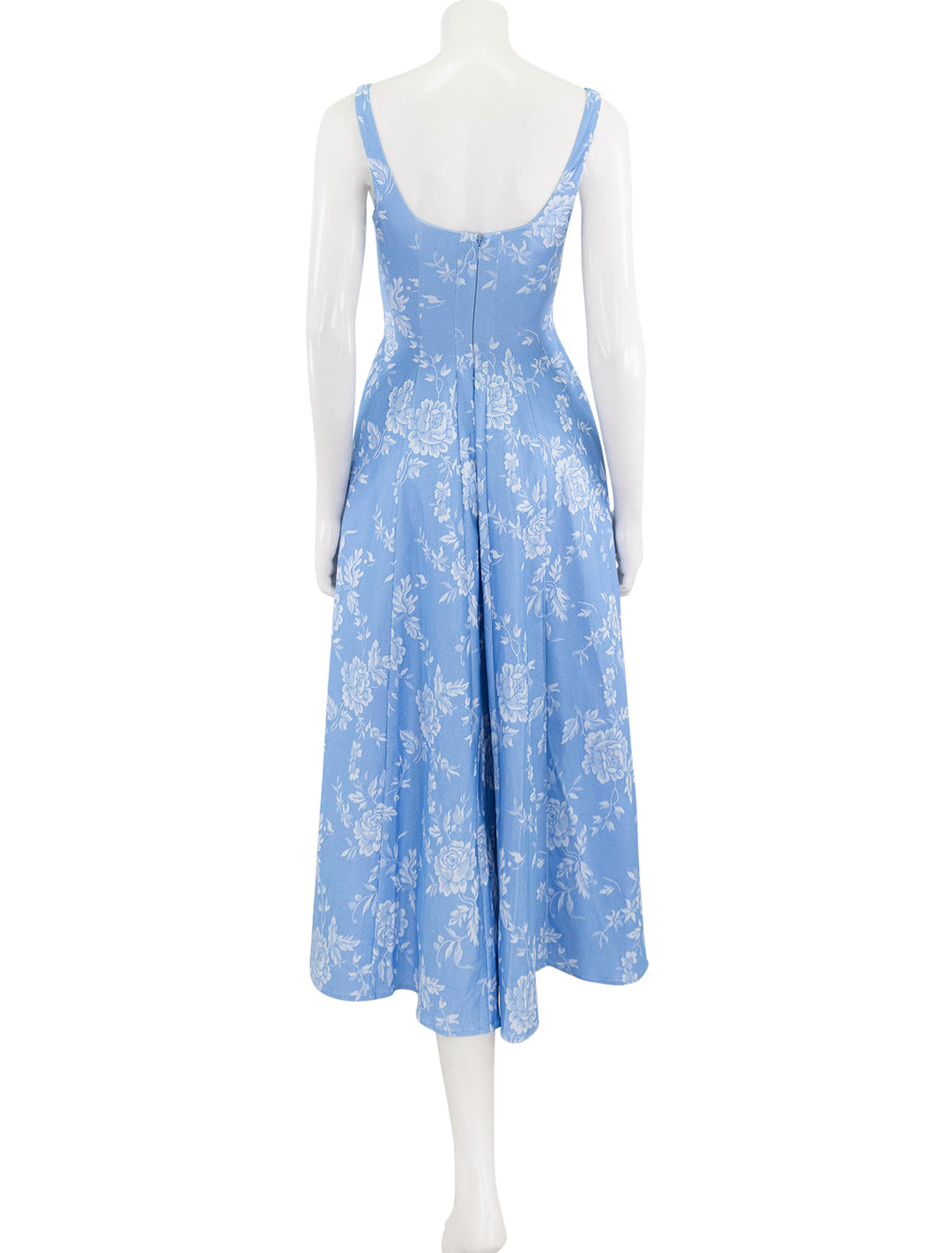 wells dress in blue rose print