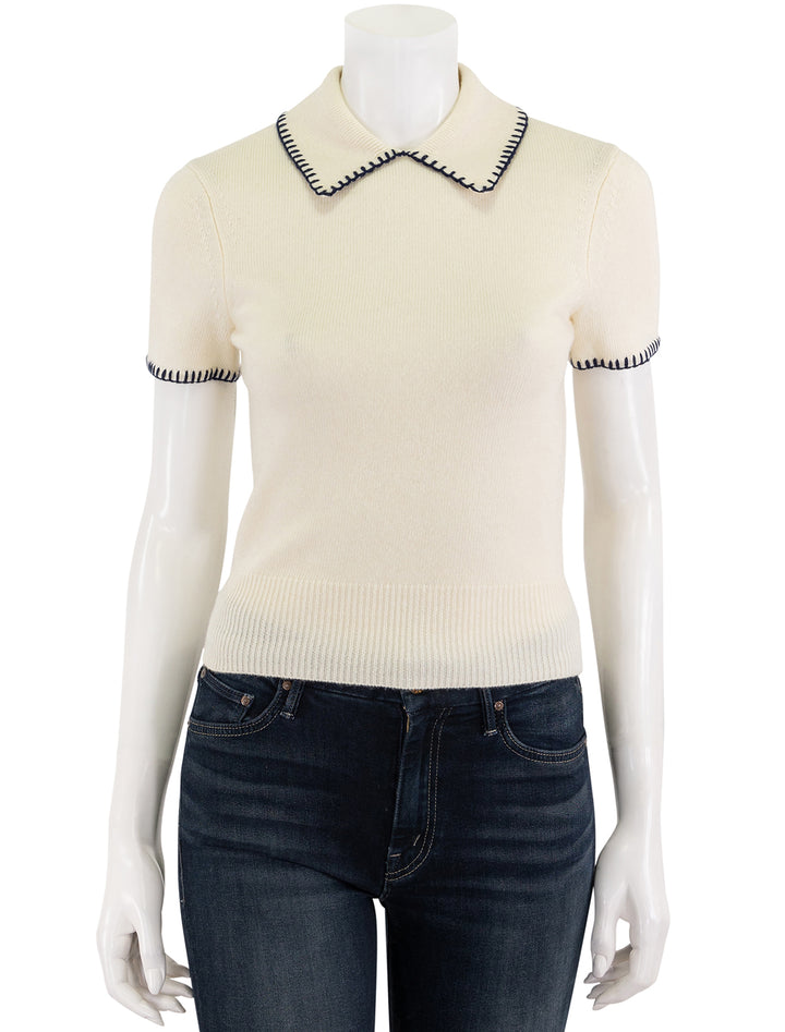 windsor top in ivory and navy