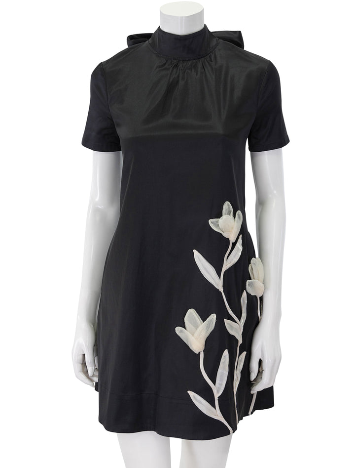 ilana mini dress in black with ivory flowers