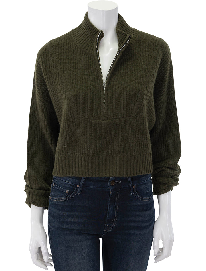 cashmere cropped hampton sweater in olive