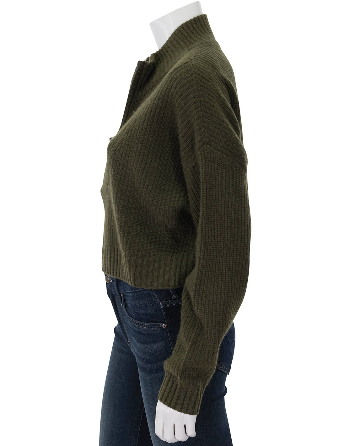 cashmere cropped hampton sweater in olive