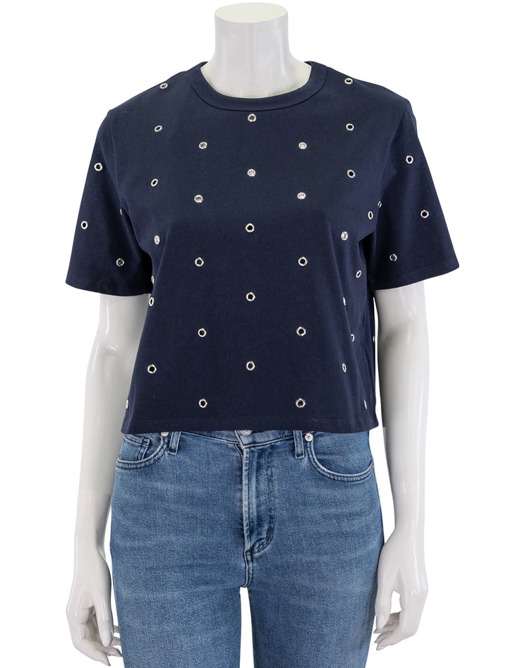 sebastian tee in navy with gromet detail