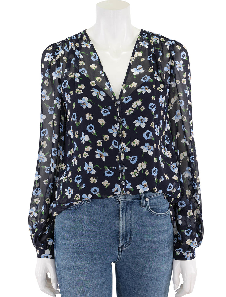 alec top in navy floral