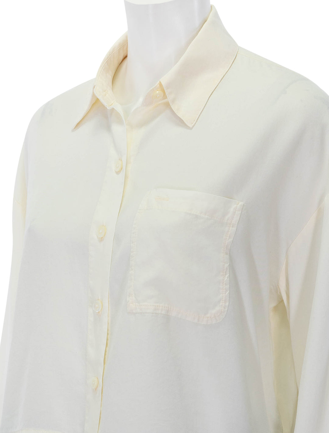 Close-up view of Alex Mill's gemma shirt in ivory.