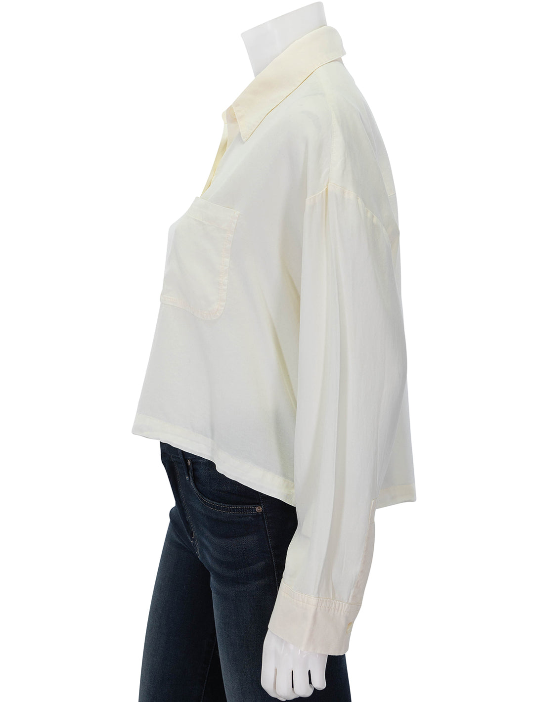 Side view of Alex Mill's gemma shirt in ivory.