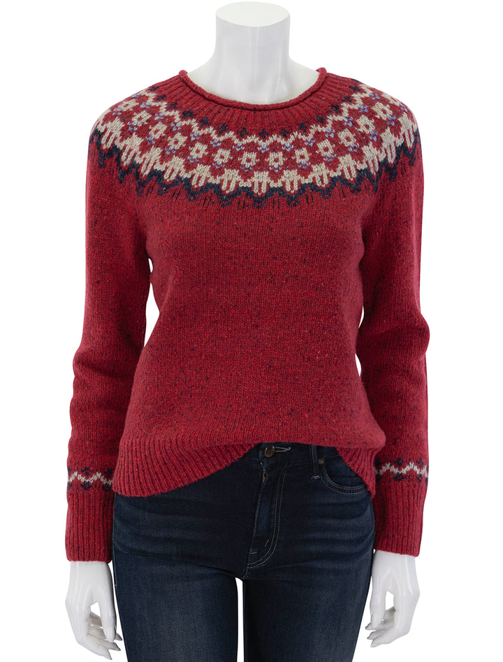 Front view of Alex Mill's jaime fairisle sweater in red.