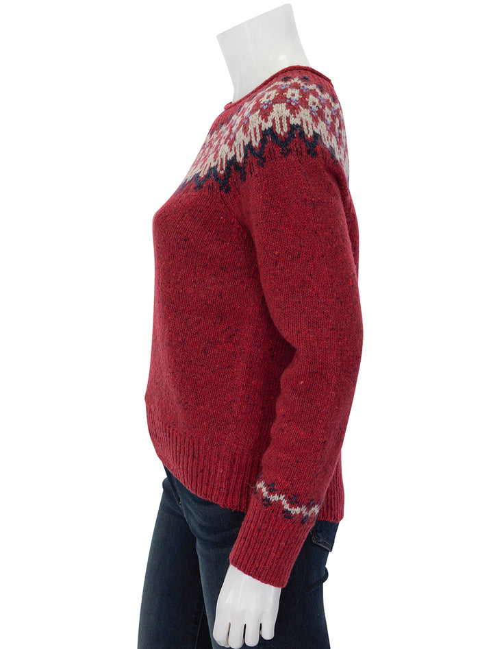 Side view of Alex Mill's jaime fairisle sweater in red.