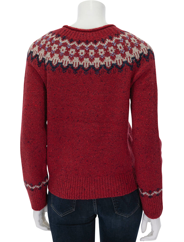 Back view of Alex Mill's jaime fairisle sweater in red.