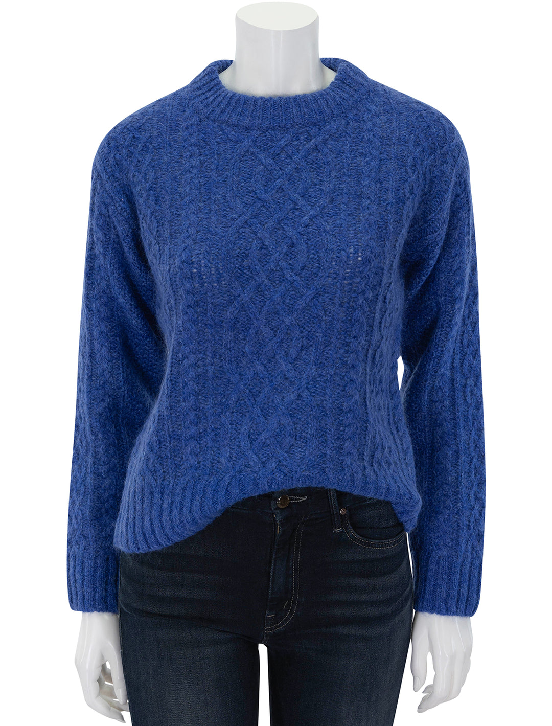 Front view of Alex Mill's catskill sweater in cobalt blue.