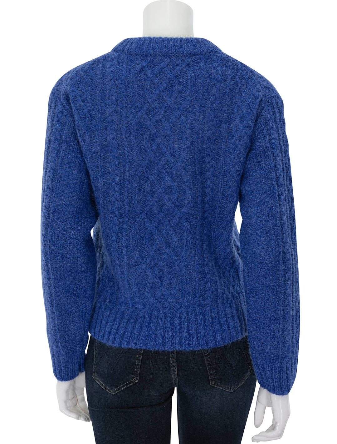 Back view of Alex Mill's catskill sweater in cobalt blue.