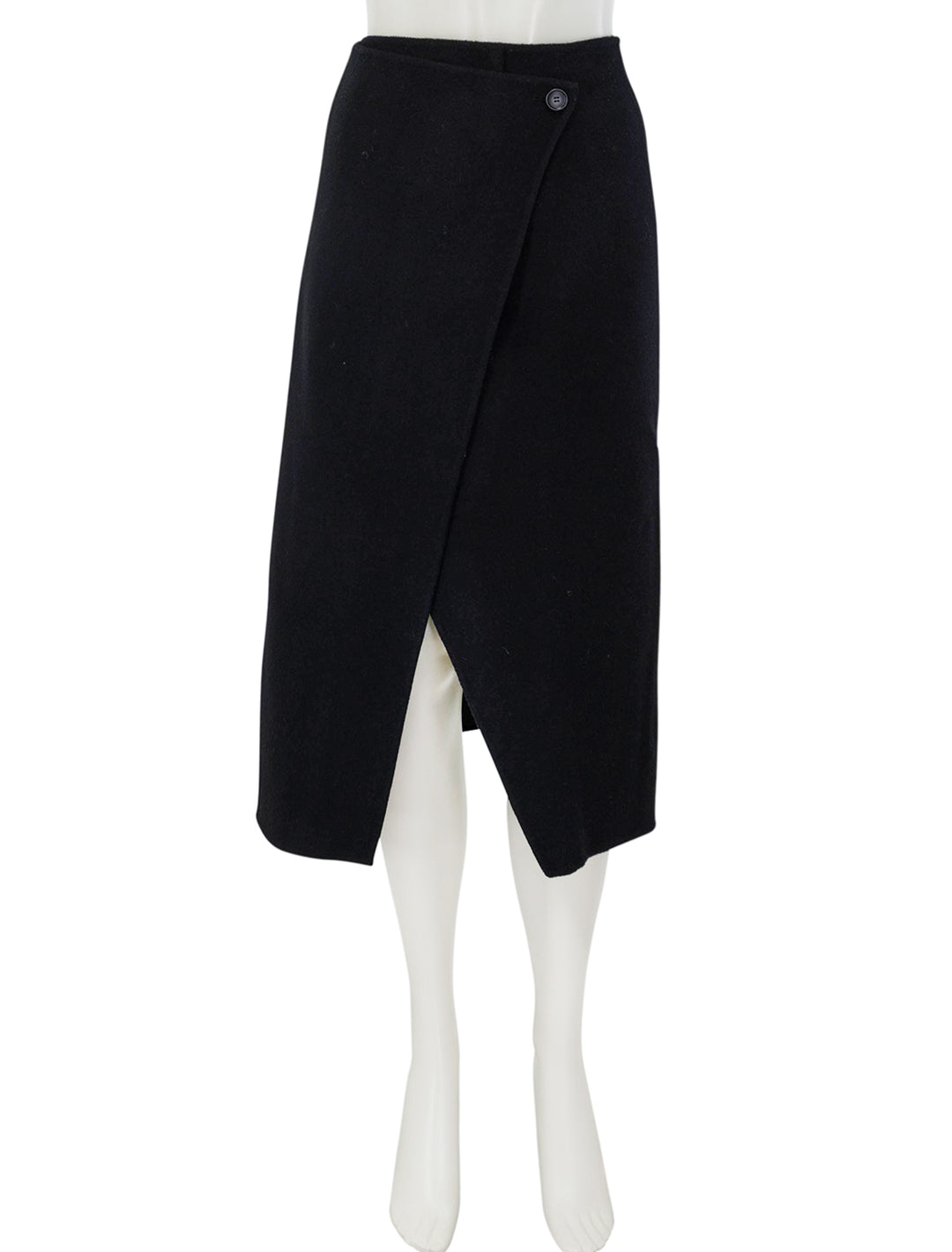 Front view of Alex Mill's parker midi skirt in black.