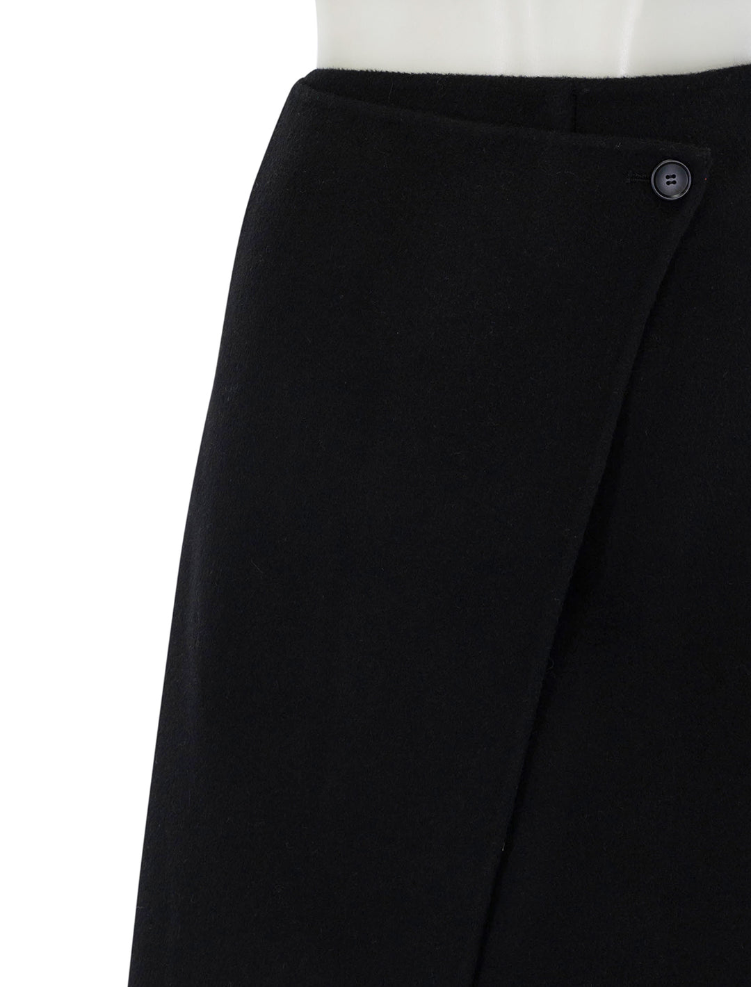 Close-up view of Alex Mill's parker midi skirt in black.