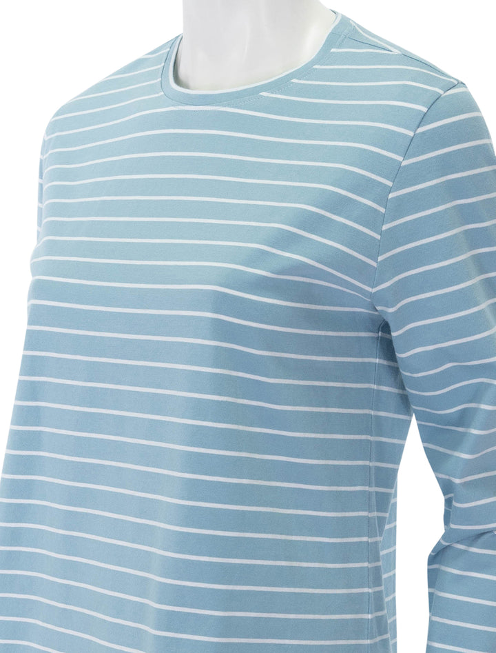 the modern long sleeve in frost blue stripe