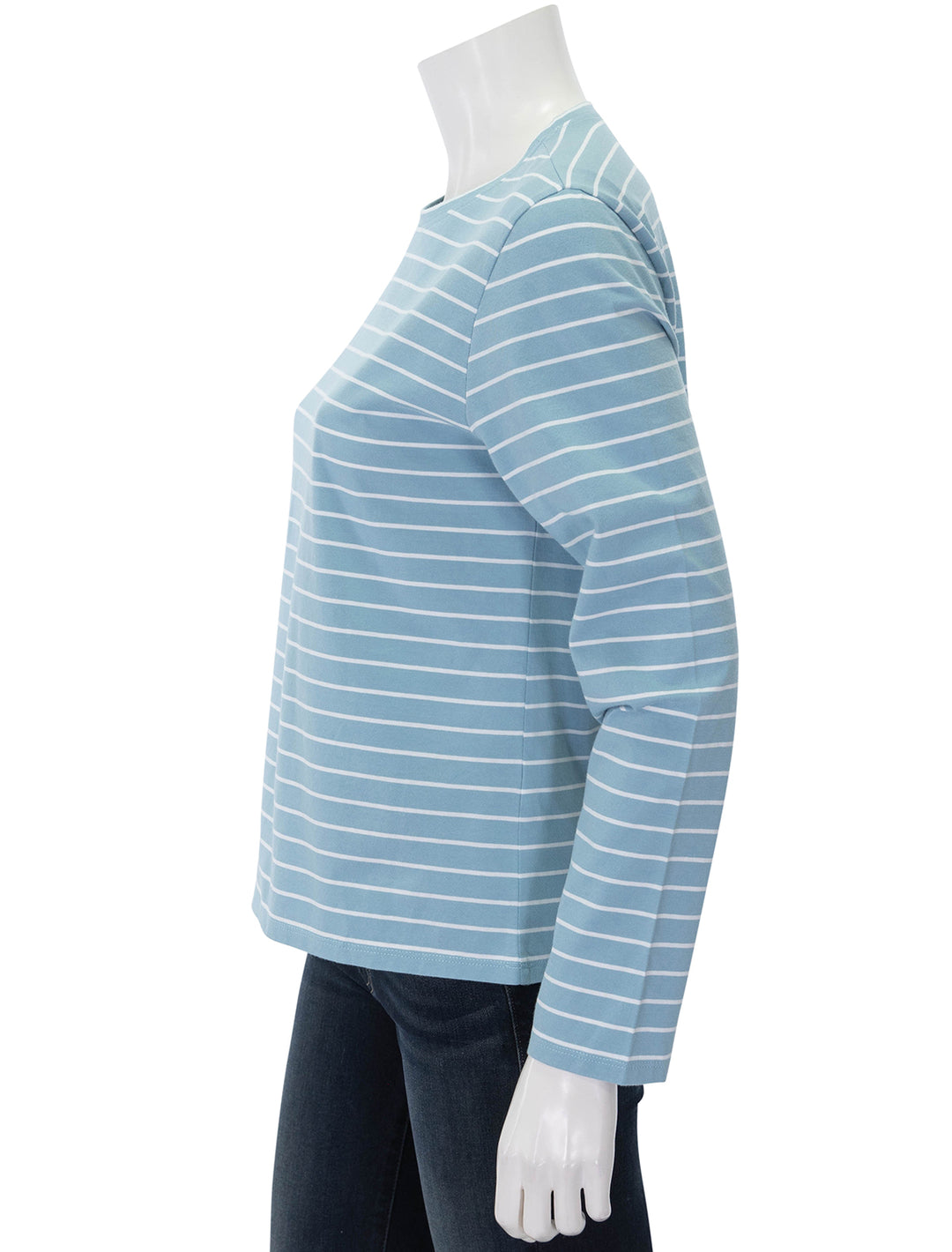 the modern long sleeve in frost blue stripe