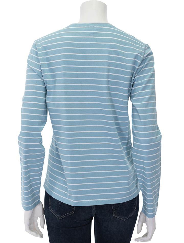 the modern long sleeve in frost blue stripe