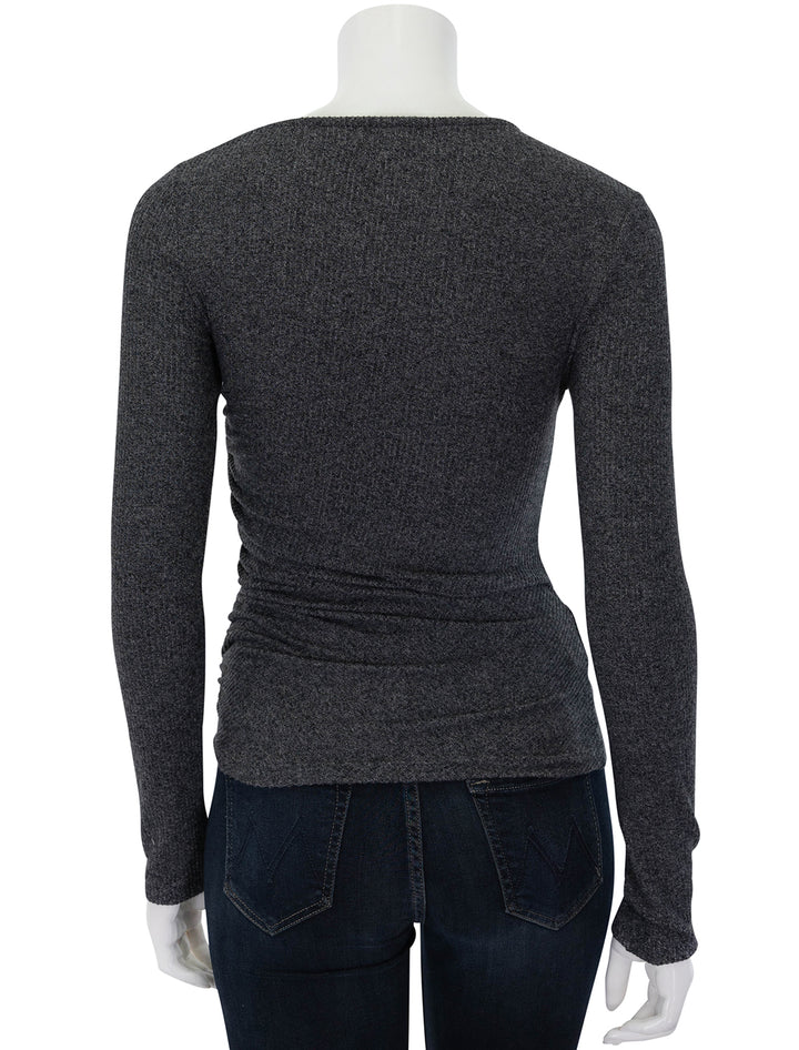 Back view of Nation LTD's arlo rouched top in marled grey.