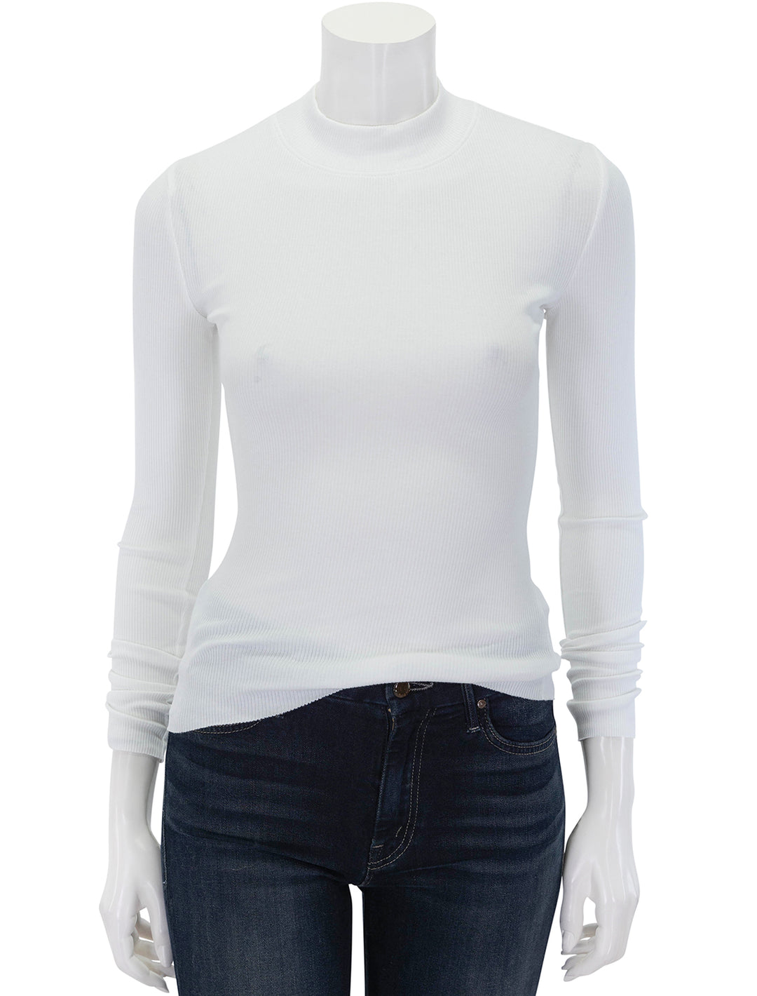 Front view of Nation LTD's gina slim mock neck in white.